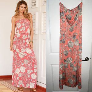 Boston Proper Strapless Maxi coral dress